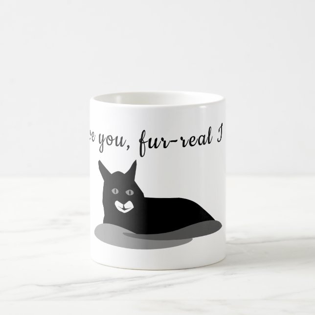 Taza De Café Te amo peletería | gatito negro (Centro)