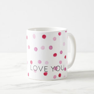 Taza De Café TE AMO Pink Polka Dots Dulce Especial de San Valen