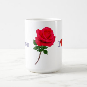 Taza De Café Te Amo Rosa Roja Única