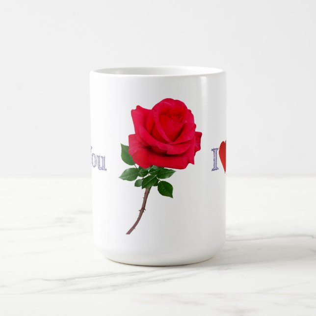 Taza De Café Te Amo Rosa Roja Única (Centro)