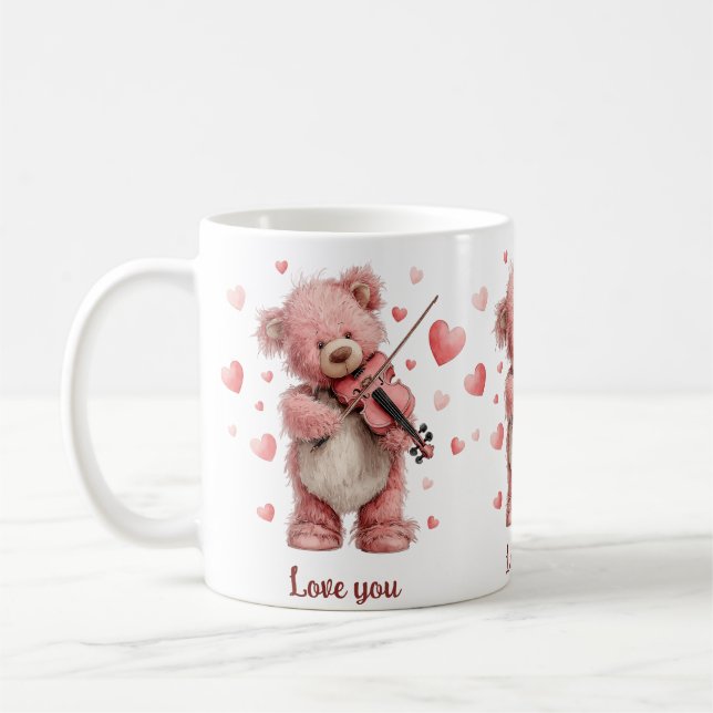 Taza De Café Te Amo Teddy con Violín (Izquierda)