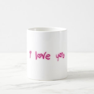Taza De Café Te amo, tipografía de corazón rosado Valentine Lov