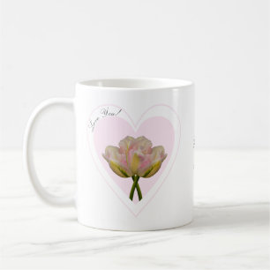 Taza De Café Te Amo Tulipanes en Corazón Rosa