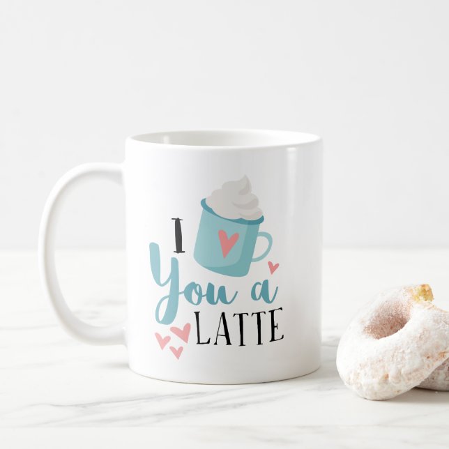 Taza De Café Te amo un latte El día de San Valentín (Con donut)
