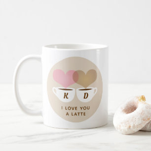 Taza De Café Te Amo Un Personalizado Latte Monograma Iniciales
