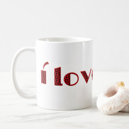 Taza De Café Te Amo Valentine Cupido Typografía Red Black