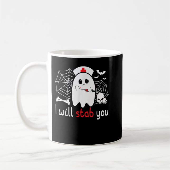 Taza De Café Te Apuñalaré Por Halloween Graciosa Enfermera Fant (Izquierda)