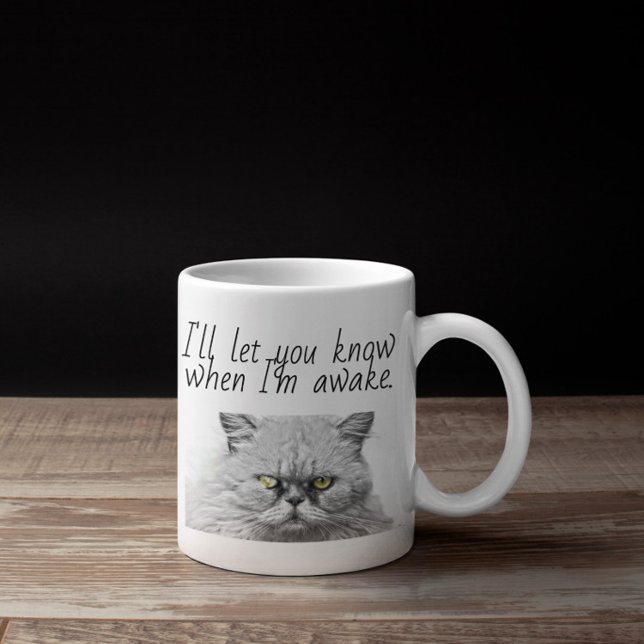 Taza De Café Te avisaré cuando esté despierto, el gato se vuelv (Subido por el creador)