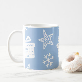Taza De Café Té azul de copos de nieve de invierno Navidad