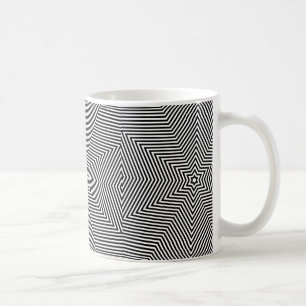Taza de café té con patrón de franja blanca negra 