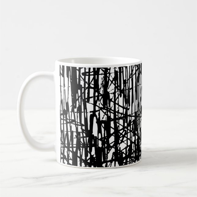 Taza de café té de 11 oz. con patrón grunge blanco (Izquierda)