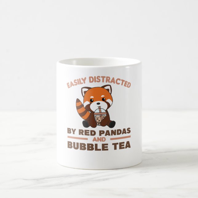 Taza De Café Té de burbuja Rojo Panda Chocolate Cute Animales B (Centro)