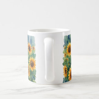 Taza de café / té de girasoles con acuarela