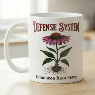 Taza De Café Té de raíz de equinácea Impresión botánica