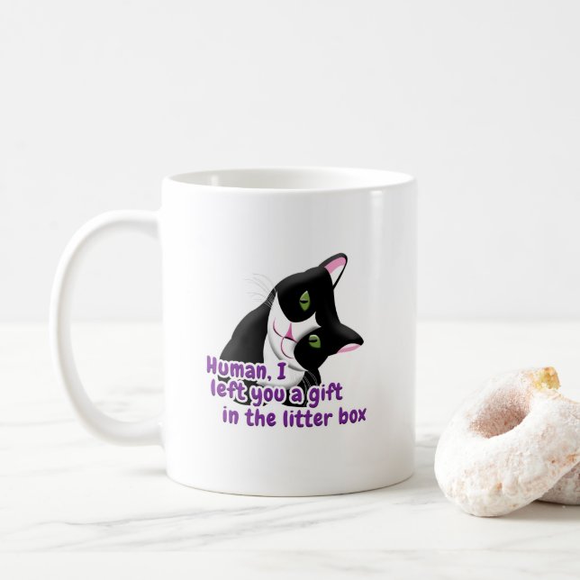 Taza De Café Te dejé un gato regalo (Con donut)