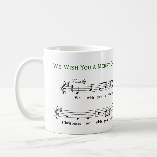 Taza De Café Te deseamos una Feliz Navidad Musical (Izquierda)