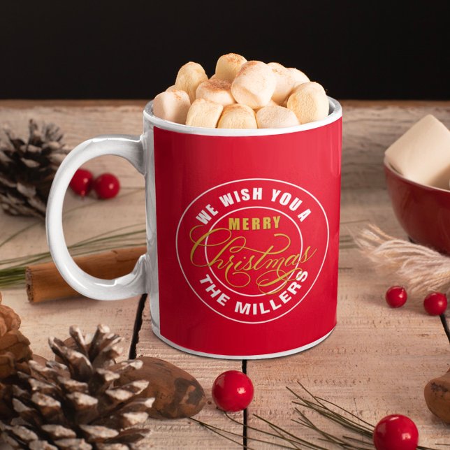 Taza De Café Te deseamos una Feliz Navidad Rojo (Subido por el creador)