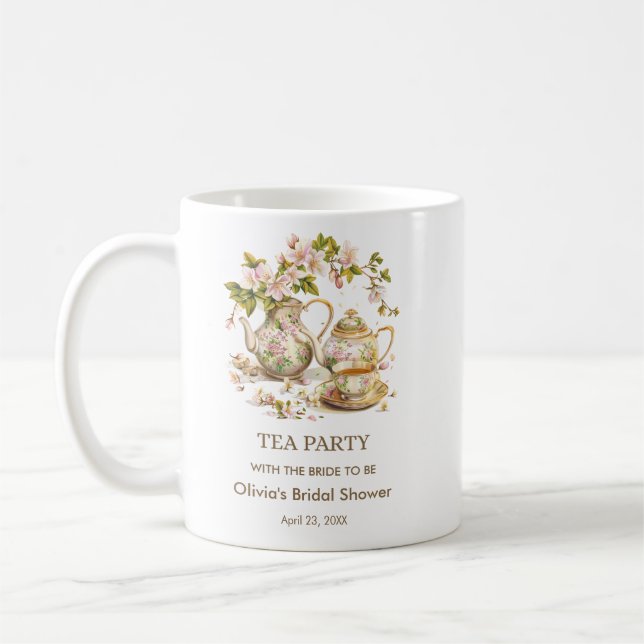 Taza De Café Té en tetera floral fiesta de desposada  (Izquierda)