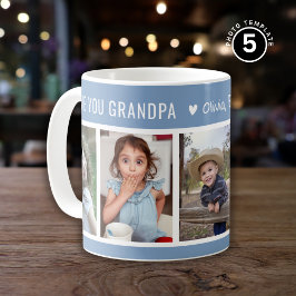 Taza De Café Te encanta Abuelo Abuelos 5 Collages de fotos Azul