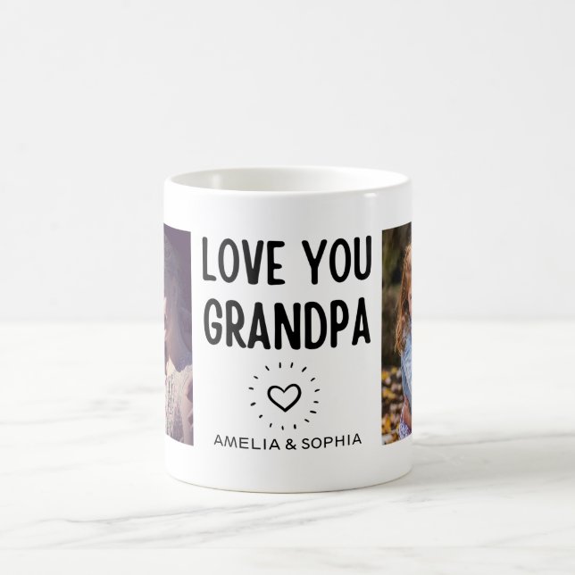 Taza De Café Te encanta Abuelo CustomTwo Foto manuscrita (Centro)
