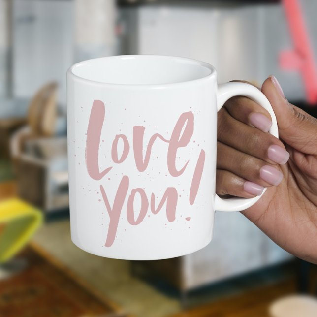 Taza De Café Te encanta el El día de San Valentín rosado modern (Subido por el creador)