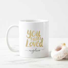 Taza De Café Te encanta la cita Inspiradora Monograma Oro