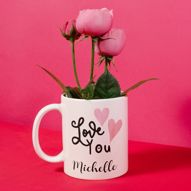Taza De Café Te encantan los corazones rosas rosados (Subido por el creador)