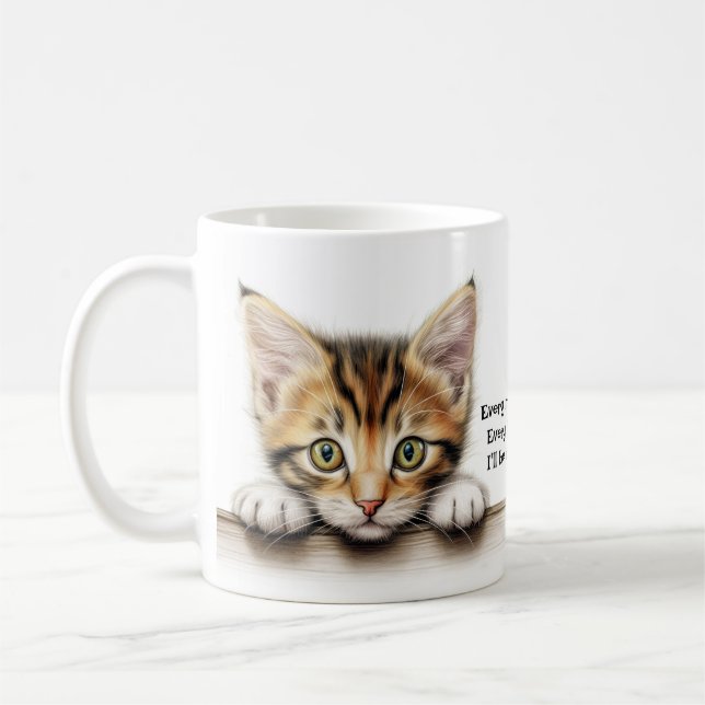 Taza De Café Te estaré vigilando gato gracioso (Izquierda)