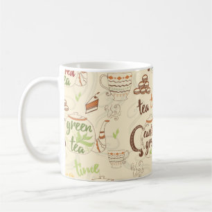 Taza De Café Té, galletas y un boceto de tiempo para el té