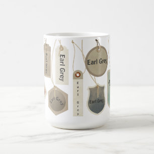 Taza De Café Té gris intenso o cualquier monograma de texto   P
