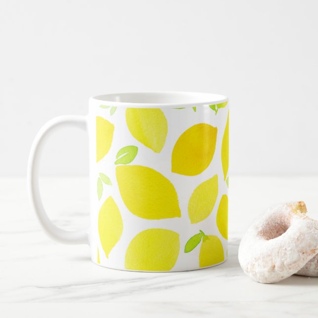 Taza De Café Té limones lindo restaurante café mug (Con donut)