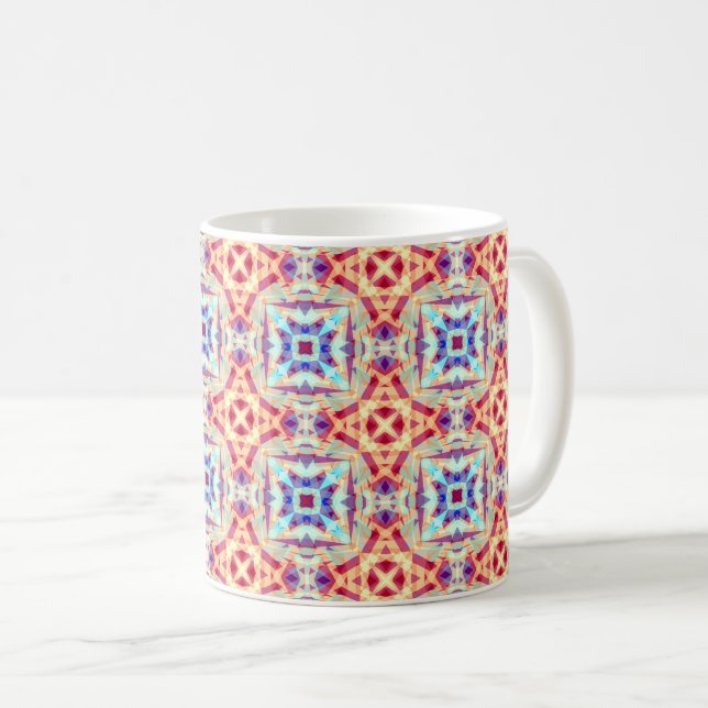 Taza De Café Té marroquí geométrico rojo turquesa morado (Anverso derecho)