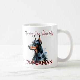 Taza De Café Té negro lindo con mi doberman PERSONALIZACIÓN
