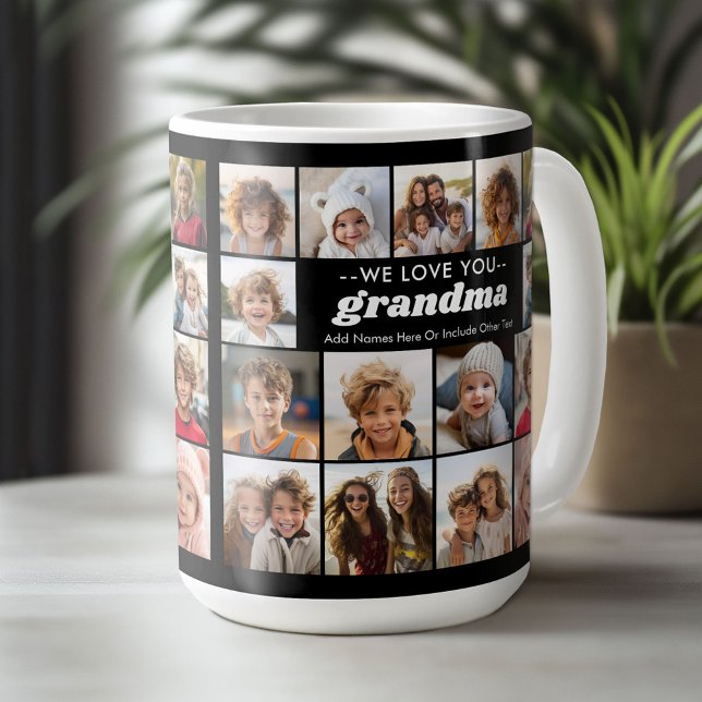 Taza De Café Te queremos abuela - 15 Collages de fotos (Custom Photo Mug)