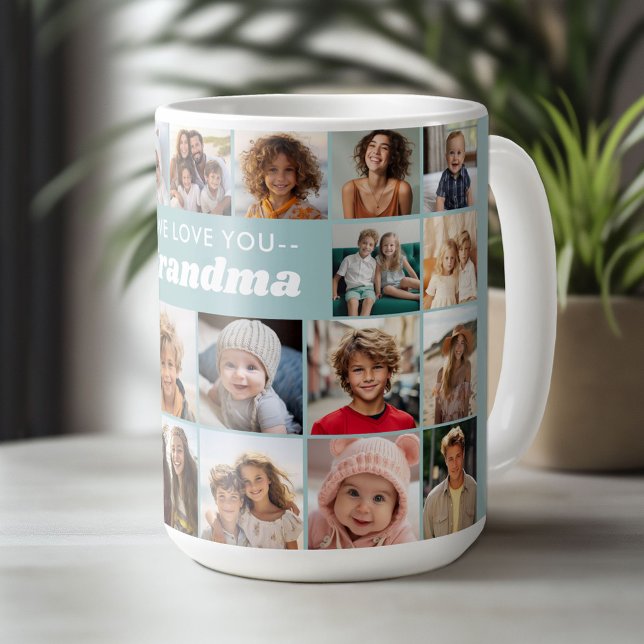 Taza De Café Te queremos abuela - 23 Collages de fotos (Custom Photo Mug)