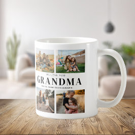 Taza De Café Te queremos, abuela personalizada 4 Collages de fo