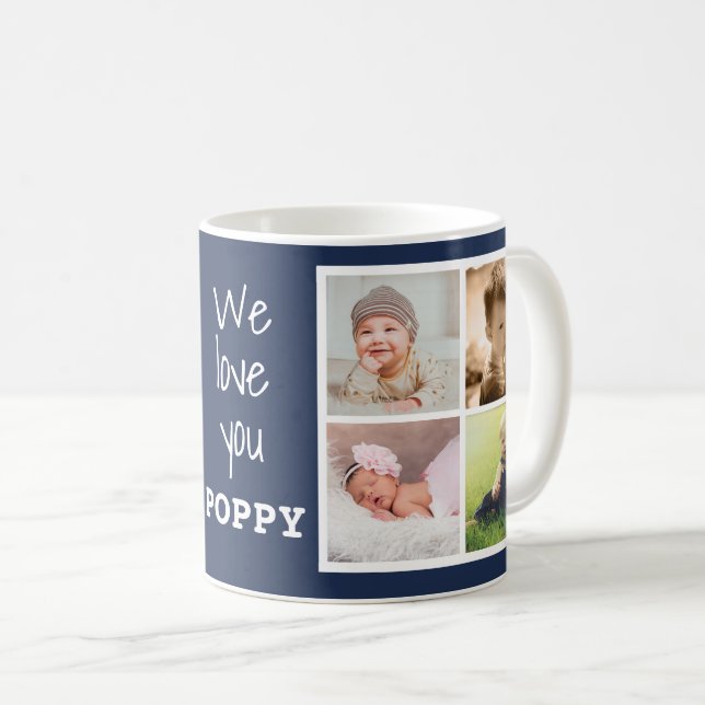 Taza De Café Te queremos abuelo de la amapola 8 Collage de foto (Anverso derecho)