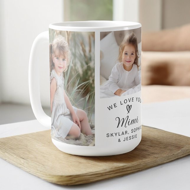 Taza De Café Te queremos Collage de fotos Mimi Grandkids (Personalize with any name!)