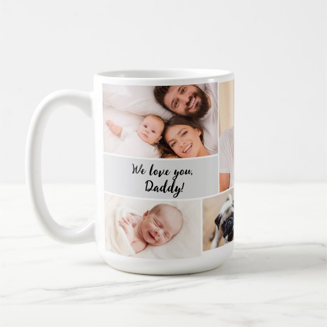 Taza De Café ¡Te queremos papá! Día del Primer Padre Foto (Izquierda)