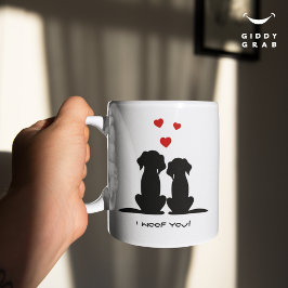 Taza De Café Te quiero a la pareja moderna de perros adorables 