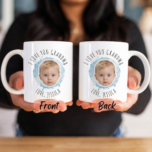 Taza De Café Te Quiero Abuela Foto Salpicadura de Acuarela Azul