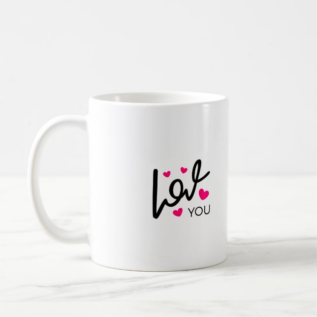 Taza De Café Te quiero en negro y rosa (Izquierda)