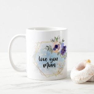Taza De Café Te Quiero Mamá Regalo Floral Acuarela