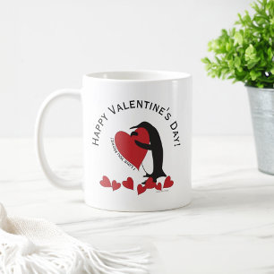 Taza De Café ¡Te Quiero Más! Penguin Red Heart Valentine