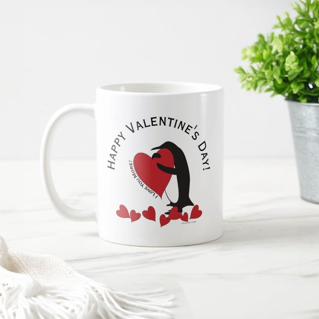 Taza De Café ¡Te Quiero Más! Penguin Red Heart Valentine (Subido por el creador)