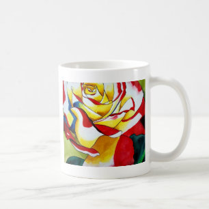 Taza De Café Té Rosa acuarela arte original Flor