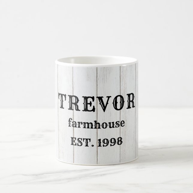 Taza De Café Té rústico personalizado de granja de madera (Centro)