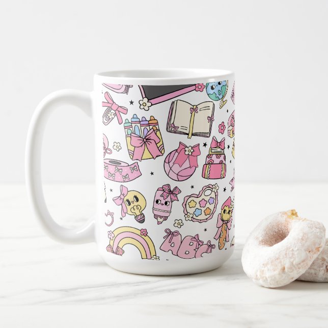 Taza de café té temática de escuela linda (Con donut)