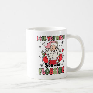 Taza De Café Te veo cuando estás usando hilo dental Navidad Den