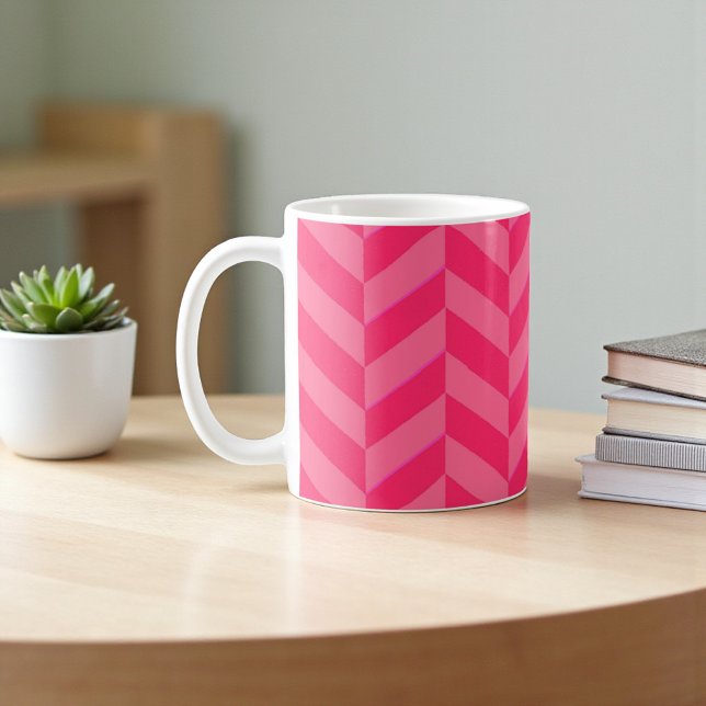 Taza De Café Té y té modernos de Chevron rosado (Pink Chevron Modern Tea & Coffee Mug)